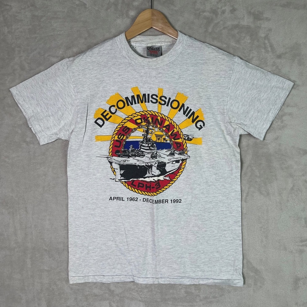 Vintage Decommissioning USS OKINAWA‎ LPH-3 T-Shirt Medium Single Stitch 1992
